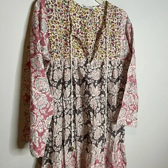 Zara floral patterned peasant dress - Picture 2 of 5